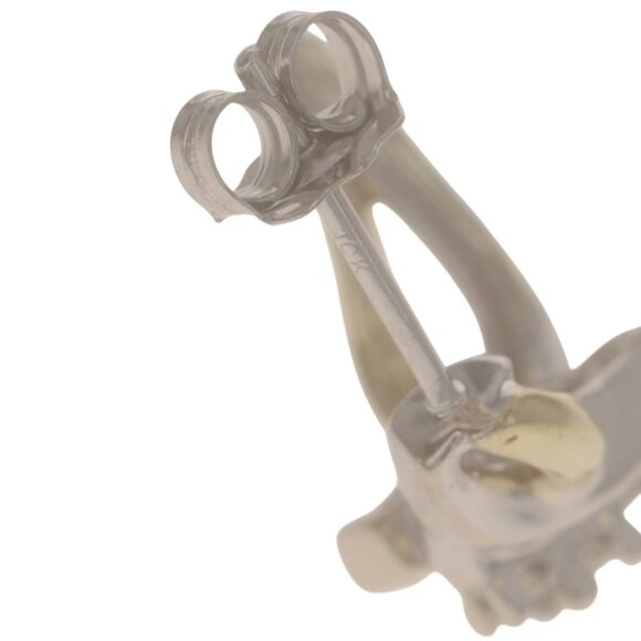 Yellow Gold Diamond Bypass J-Hook Earrings - 10k Round & Baguette .20ctw Pierced - Picture 4 of 4